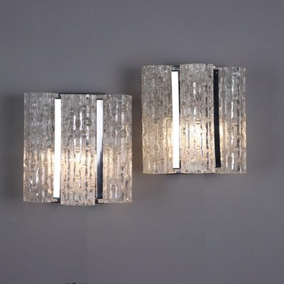 Vintage Wall Lamps in Chromed Metal & Glass, Italy, 1960s-VMM-2022998