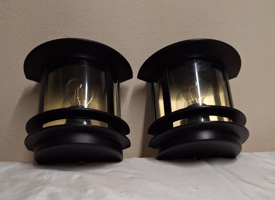 Vintage Wall Lamps with Black Aluminum Housing and Tinted Acrylic Glass Pane from Bonalux, 2000s, Set of 2-HOI-2021780