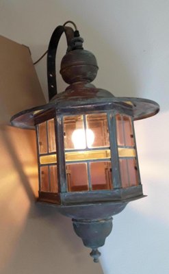 Vintage Wall Lantern with Copper Housing with an Iron Arch Holder, 1930s-HOI-1386156