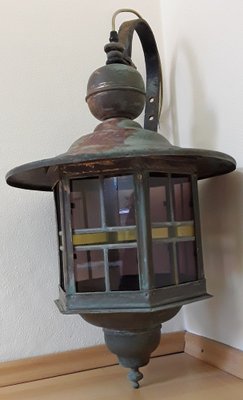 Vintage Wall Lantern with Copper Housing with an Iron Arch Holder, 1930s-HOI-1386156