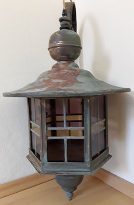 Vintage Wall Lantern with Copper Housing with an Iron Arch Holder, 1930s-HOI-1386156