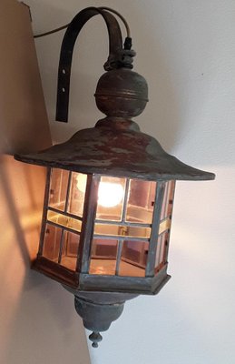 Vintage Wall Lantern with Copper Housing with an Iron Arch Holder, 1930s-HOI-1386156