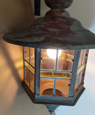 Vintage Wall Lantern with Copper Housing with an Iron Arch Holder, 1930s-HOI-1386156