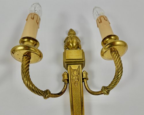 Vintage Wall Light Sconces in Gilt Bronze, France, 1930s, Set of 2-GYX-2018070