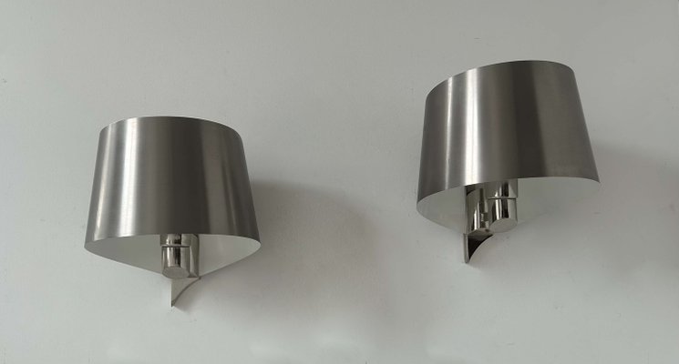 Vintage Wall Lights in Folded Metal by Henri Mathieu, France, 1970s, Set of 2-KAI-2035476