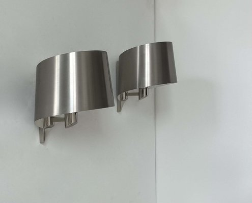 Vintage Wall Lights in Folded Metal by Henri Mathieu, France, 1970s, Set of 2-KAI-2035476