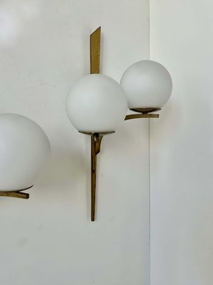 Vintage Wall Lights in Gilded Brass and Opaline, France, 1950, Set of 2-KAI-2035452