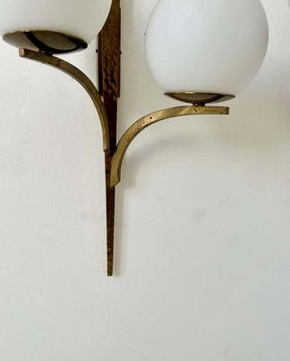 Vintage Wall Lights in Gilded Brass and Opaline, France, 1950, Set of 2-KAI-2035452