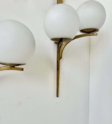 Vintage Wall Lights in Gilded Brass and Opaline, France, 1950, Set of 2-KAI-2035452