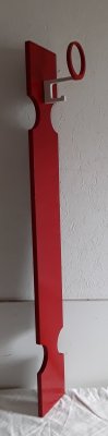 Vintage Wall Rack in Red Painted Chipboard with Metal Coat Hooks in White, 1970s-HOI-941830