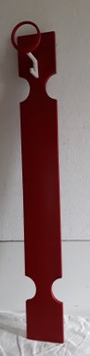 Vintage Wall Rack in Red Painted Chipboard with Metal Coat Hooks in White, 1970s-HOI-941830