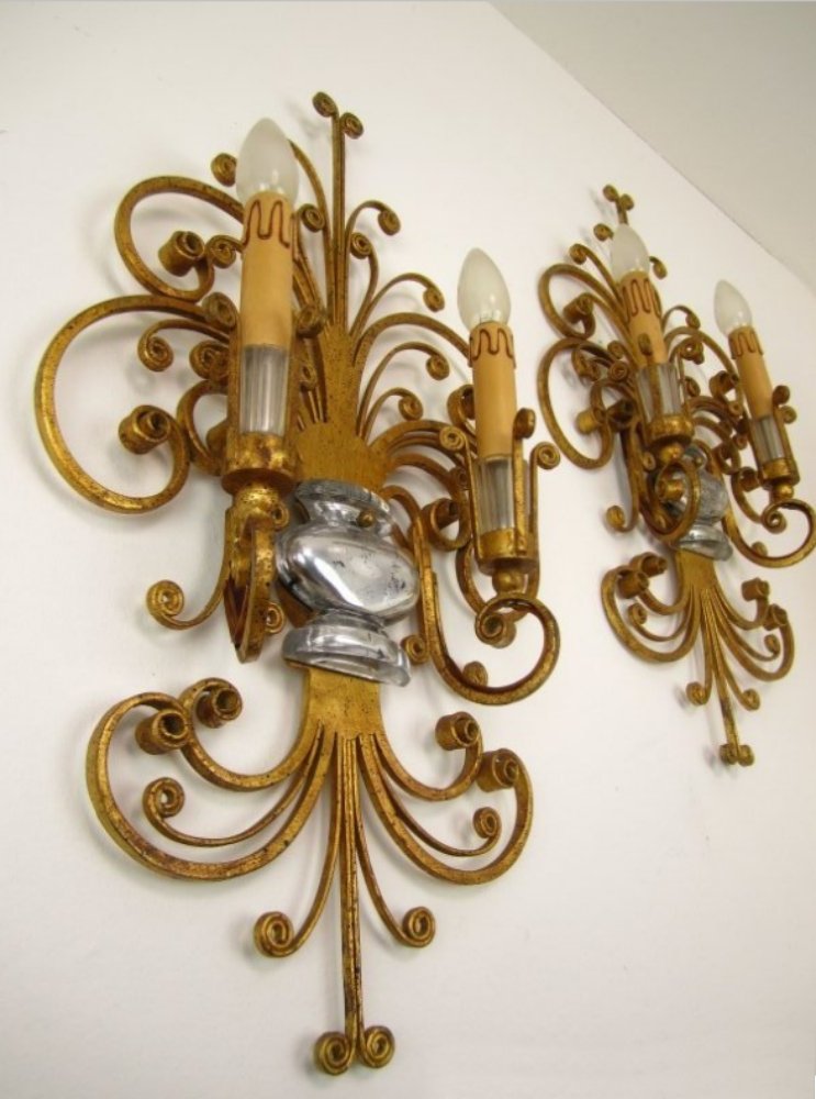 Vintage Wall Sconces from Maison Baguès, 1950s, Set of 2