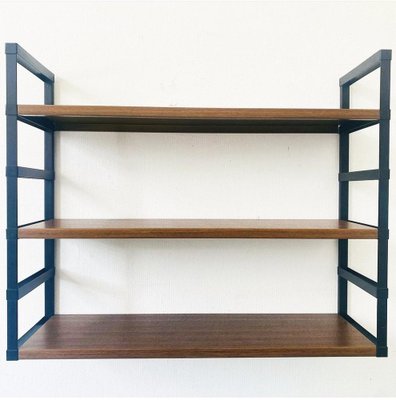 Vintage Wall Shelf in Black Steel & Teak-BMU-1807695