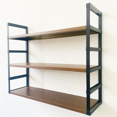 Vintage Wall Shelf in Black Steel & Teak-BMU-1807695