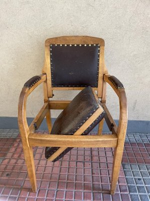 Vintage Walnut Barber's Chair, 1940s-YVY-1010019