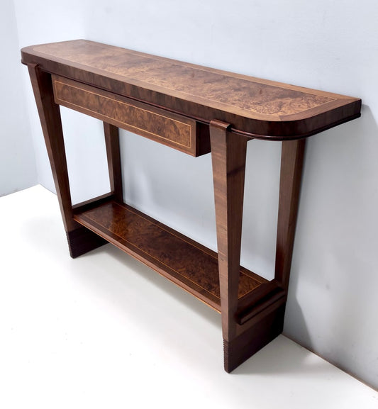 Vintage Walnut Console Table with Two Drawers attributed to Paolo Buffa, Italy, 1950s