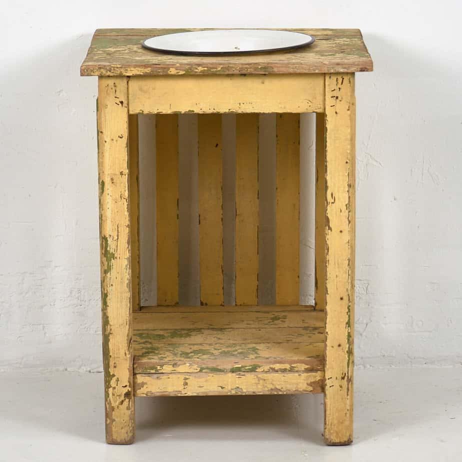 Vintage Washbasin with Wooden Stand, 1930