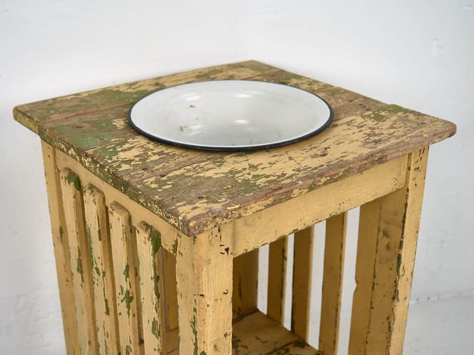 Vintage Washbasin with Wooden Stand, 1930