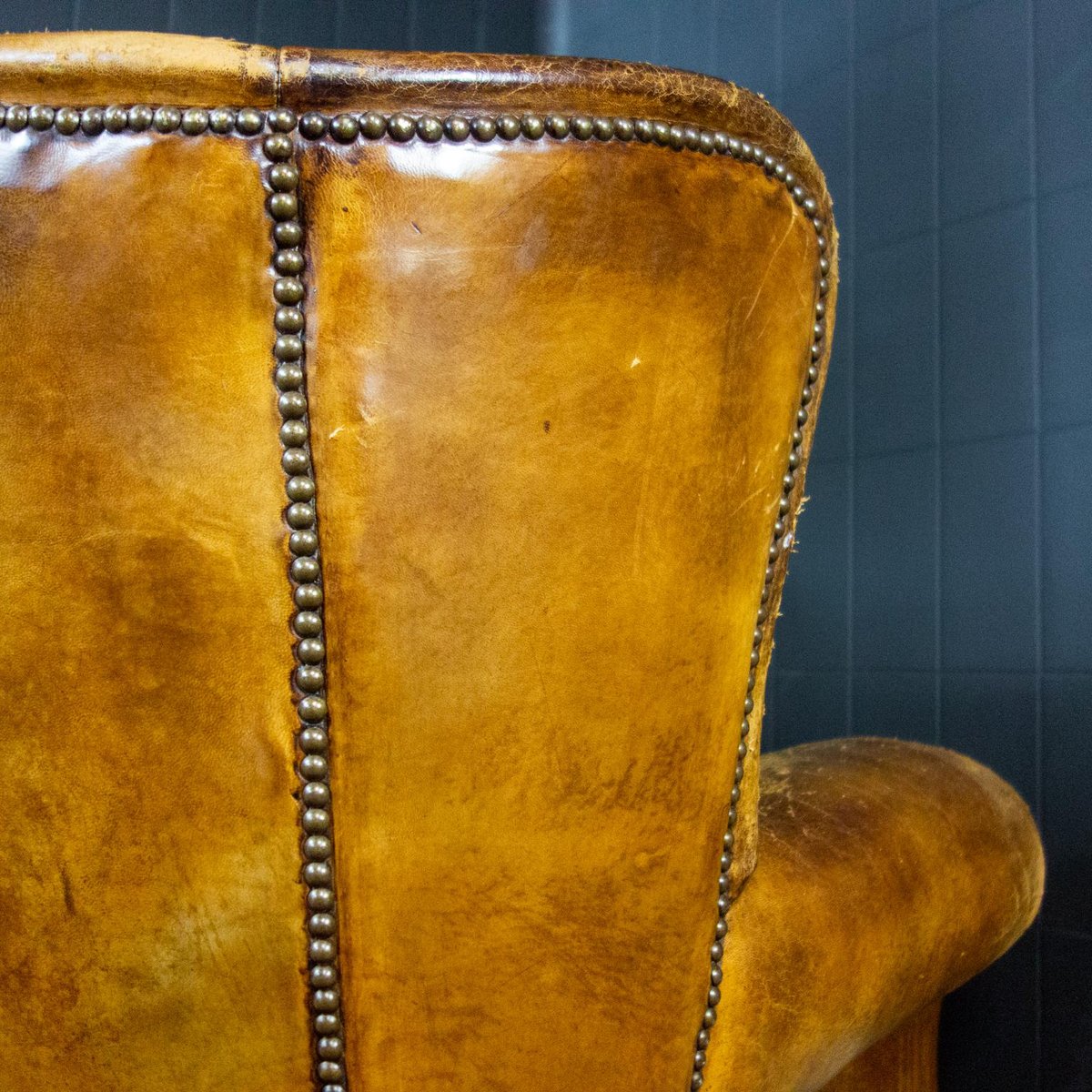 Vintage Weathered Brown Leather Armchair