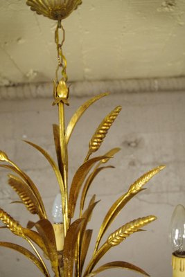 Vintage Wheat Chandelier in Gold Metal, 1950-FWP-2030200