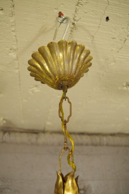 Vintage Wheat Chandelier in Gold Metal, 1950-FWP-2030200