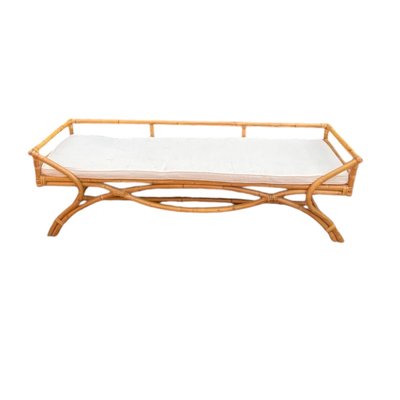 Vintage Whicker and Bamboo Daybed with Cushion-TCS-2038108