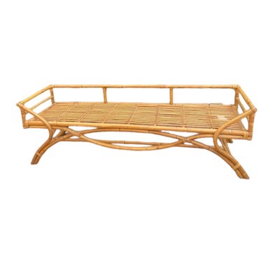 Vintage Whicker and Bamboo Daybed with Cushion-TCS-2038108