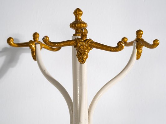 Vintage White and Gold Standing Coat Rack, 1920-ZNJ-2035291