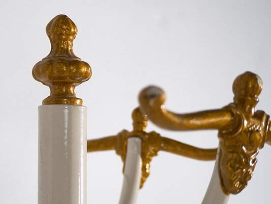 Vintage White and Gold Standing Coat Rack, 1920-ZNJ-2035291