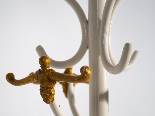 Vintage White and Gold Standing Coat Rack, 1920-ZNJ-2035291