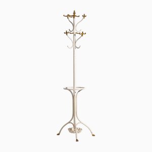 Vintage White and Gold Standing Coat Rack, 1920-ZNJ-2035291