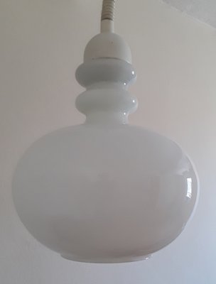 Vintage White and Opague Metal Painted Ceiling Lamp, 1970s-HOI-1364540