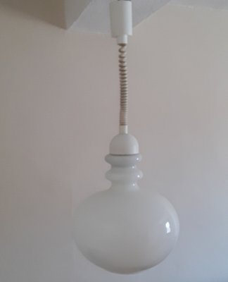 Vintage White and Opague Metal Painted Ceiling Lamp, 1970s-HOI-1364540