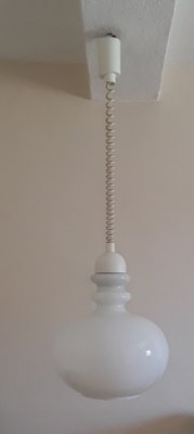 Vintage White and Opague Metal Painted Ceiling Lamp, 1970s-HOI-1364540