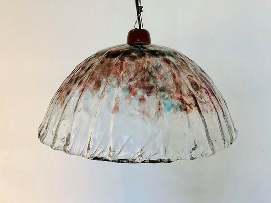 Vintage White and Red Murano Glass Ceiling Lamp, 1960s-ZLY-579291