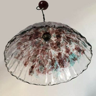 Vintage White and Red Murano Glass Ceiling Lamp, 1960s-ZLY-579291