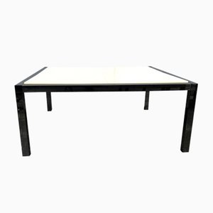 Vintage White and Stainless Parchment Square Coffee Table, 1970s-WIM-811609