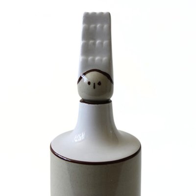 Vintage White-Beige Ceramic Vase, Höganäs, Sweden-JKV-1783083