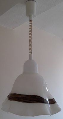 Vintage White Brown Ceiling Lamp, 1970s-HOI-1363472