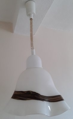 Vintage White Brown Ceiling Lamp, 1970s-HOI-1363472