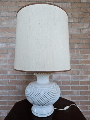 Vintage White Ceramic Table Lamp with Paramume, Italy, 1970s-ZUW-1799324