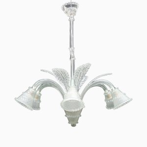 Vintage White Chandelier, 1940s-TTJ-1731735