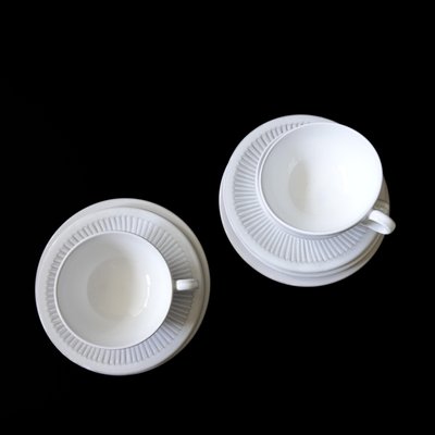 Vintage White Coffee Cup, Saucer and Plate from Lovemose, Denmark, Set of 3-JKV-2031834