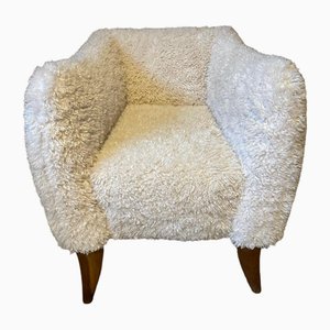 Vintage White Fabric Armchair-BFK-1785374