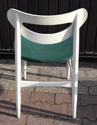 Vintage White Lacquered Wood & Green Wool Dining Chairs, 1970s, Set of 6-HOI-698562