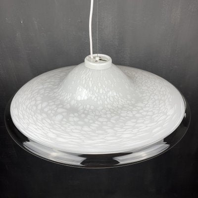 Vintage White Murano Glass Pendant Lamp, 1970s-WQC-872422