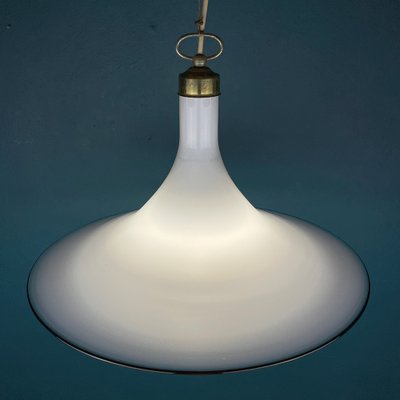 Vintage White Murano Glass Pendant Lamp, Italy, 1970s-WQC-1397208