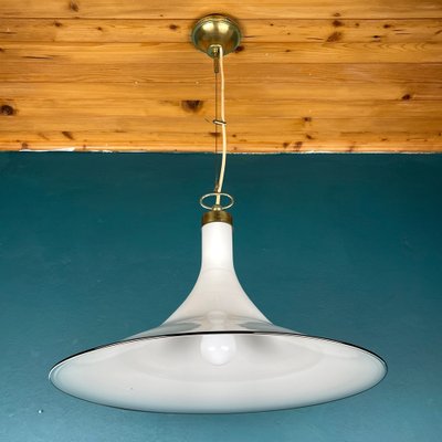 Vintage White Murano Glass Pendant Lamp, Italy, 1970s-WQC-1397208