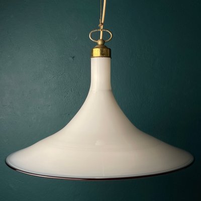 Vintage White Murano Glass Pendant Lamp, Italy, 1970s-WQC-1397208