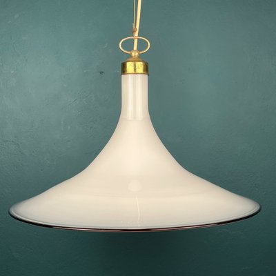 Vintage White Murano Glass Pendant Lamp, Italy, 1970s-WQC-1397208